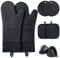 Funnydin Silicone Oven Gloves, Heat Resistant Oven Mitts, Non-Slip, Machine Washable, Black, Cotton Fill, Silicone Outer, 14.5 inches, Suitable for Most Kitchen Items