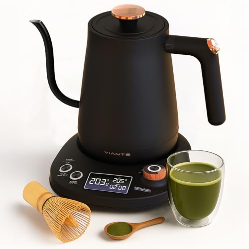Vianté - Electric gooseneck kettle with precise temperature control Pour Over - Tea and coffee kettle Boil and dry protection and keep warm Stainless steel, BPA free.