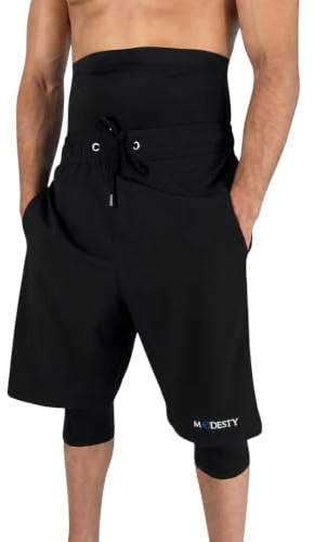 Modesty Maillot de Bain Homme Musulman Long Awrah avec Legging Intégré Séchage Rapide Anti-UV - Taille M - Noir