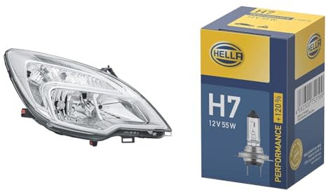 Hella FF/Halogen-Hauptscheinwerfer - für u.a. Opel Meriva B Mpv (S10) - ECE - für Rechtsverkehr - rechts & Halogen-Glühlampe - H7 - Performance + 120%
