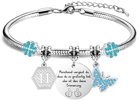 HEYEJET Inspirierend 11 Jahren Geschenke Personalisiert Armband Schmuck Geschenke zum 11. Mädchen Tochter Nichte Schwester Freundin Enkelin Geburtstagsgeschenke (11.)