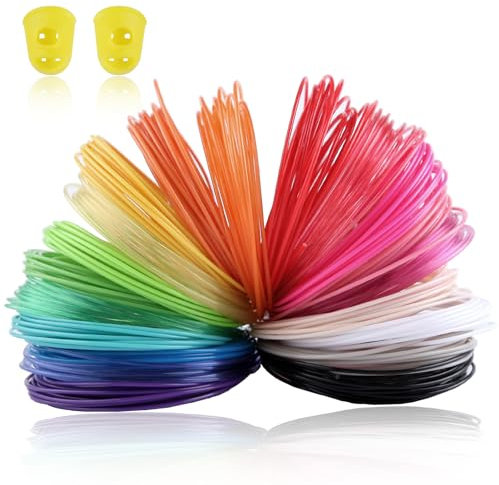 LEONTOOL 3D-Stift-Filament-Nachfüllpackungen, 20 Farben, 5 m pro Farbe, insgesamt 100 m, 1,75 mm, 3D-Stift-PLA-Filament-Nachfüllpackung mit 2 Fingerkappen, passend für MYNT3D PIKA3D SCRIB3D Stift zur