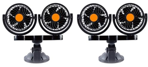 Ventilador circulador de aire KOBONA de 24 V, velocidad ajustable, ventilador de refrigeración de coche de doble cabezal, poco ruido