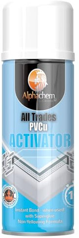 CROMAR AlphaChem All Trades PVCu Activator | High Viscosity Superglue | PVCu Spray Adhesive | Fast Bonding Activator | 200ml