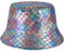 MILAKOO Party Eimer Hut Fischschuppen Print Glittered Kopfbedeckung Doppel Seite Tragen Reversible Holographic Eimer Kappe für Rave 80er 90er Party