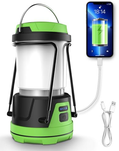 Aucaer Lampe Camping Rechargeable LED 1000 Lumens 5 Modes IPX5 Étanche 360° Éclairage Surround Fonction Suspendue Idéale Pour Activités de Plein Air