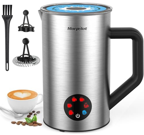 Morpilot Espumador de Leche Eléctrico 6 en 1, Milk Frother 350 ml para Leche Caliente y Chocolate, Espuma Caliente y Fría para Latte, Capuchinos, Macchiato