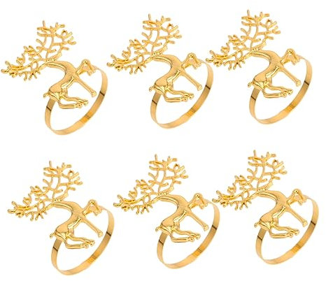 Mikinona 6stücke Serviettenringe Mit Rentier-Design Festliche Tischdekoration Für Weihnachten Und Feiern Hochwertige Für Zuhause Restaurants Und Partys