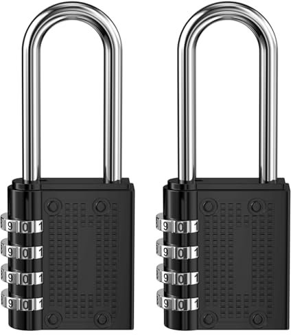Newpop 2 Pezzi Lucchetto Armadietto, Lucchetto Combinazione 4 Cifre, Lucchetto Armadietto Palestra, Lucchetto con Codice, Lucchetto a Codice Resettabile, Lucchetti Armadietti per Classificatori(Nero)