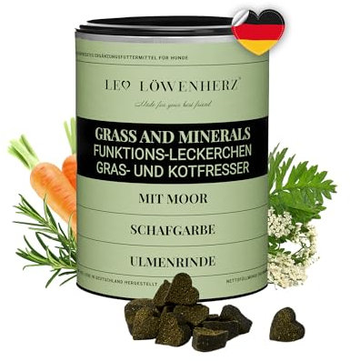 LEO LÖWENHERZ Gras- & Kotfresser Leckerlis für Hunde - 370g - Natürliche Drops zur Futterergänzung - Zuckerfrei & getreidefrei - Made in Germany
