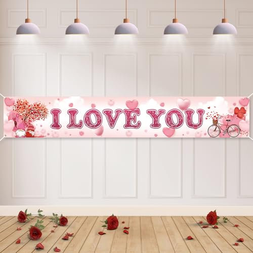 Koliphy I LOVE YOU Banner, Stoff Hochzeit Deko I LOVE YOU Banner für Liebesgeständnis, Valentinstag, Jubiläum, Hochzeit, Heiratsantrag, LIEBE & Familie Dekoration (180 x 30cm)
