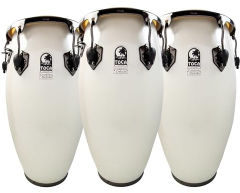 TOCA Fiberglas Magarita Blanca Tumba 12 1/2, black chrome HW 4612-1/2FMB | Fiberglas Conga, Black Chrome Hardware, weiß lumineszierend, Bison Fell