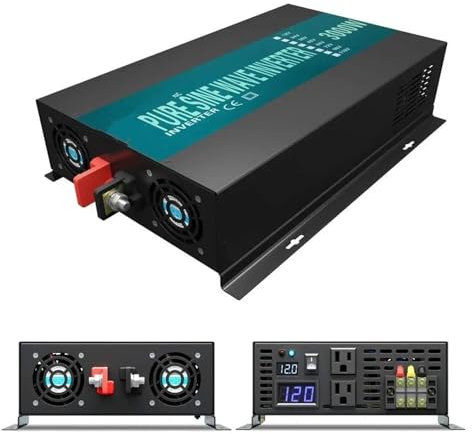 Convertisseur Onduleur À Onde Sinusoïdale 3000W 24V À 220V pour Panneau Solaire Générateur De Batterie Convertisseur 110V/60V DC À 120V/230V/240V AC Onduleur(60V Or 72V,220V_U.K)