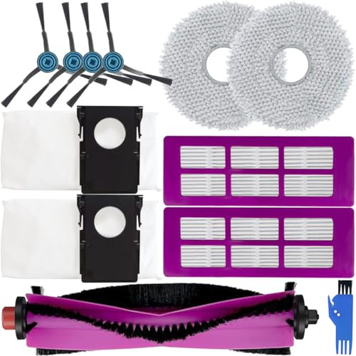 EATBALE Accessoires pour Eureka J15 Pro Ultra Robot Aspirateur 1 x Brosse Principale, 4 x Brosses latérales, 2 x Filtres à poussière, 2 x Balais à Franges, 2 x Sacs à poussière Pièces de Rechange
