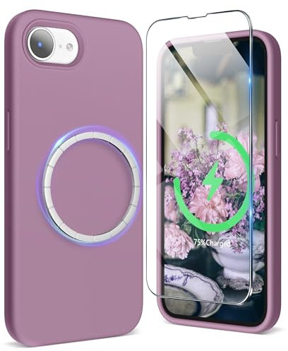 SURPHY für Magnetisch iPhone 16e Hülle Silikon 2025, Stoßfest Handyhülle iPhone SE 4 Case 6,1 aus Premium Silikon für Alles Magnetisch Zubehör, Flieder Lila