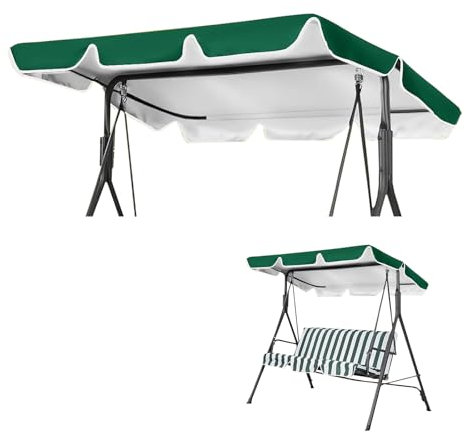 Hollywoodschaukel Dachbezug 210 x 145 cm, Universal Dach für Hollywoodschaukel, Wasserdicht Ersatzdach, UV-Schutz Sonnendach für 3 Sitzer Gartenschaukel, Grün