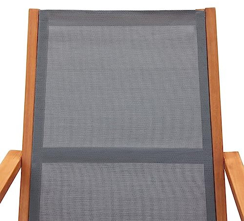 Grey Wood Lounge Stuhl, Solide Eukalyptus mit Fußstütze, Leicht zu Montieren, Kombiniert Stil und Funktionalität, Wetterfest und Sehr Robust, Bequem und Atmungsaktiv,
