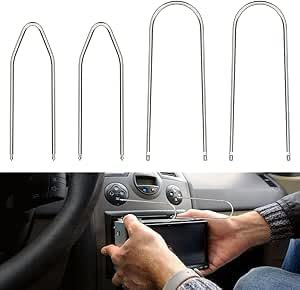 Car Radio Removal Tool, U & V Shape Car Stereo Removal Tool, Professional Auto Radio Removal Keys, Universal Audio Release Keys for Easy Access & Repair (Silver, 3Pcs)