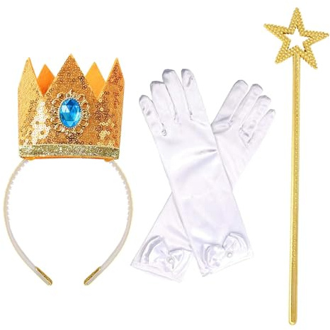 Couronne d'accessoires de princesse magique, gants fins | Accessoires d'attraction élégants, charmant tenue de cosplay pour filles, idéal pour les festivals de costumes et les jeux de Roo