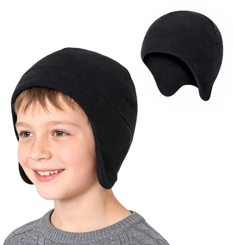 TAGVO Kinder Winter Fahrrad Mütze Unter Helm, Leichte Winddichte Fleece Helmmütze mit Ohrenschutz, Warme Fahrradhelm Mütze für Jungen & Mädchen 3–10 Jahre