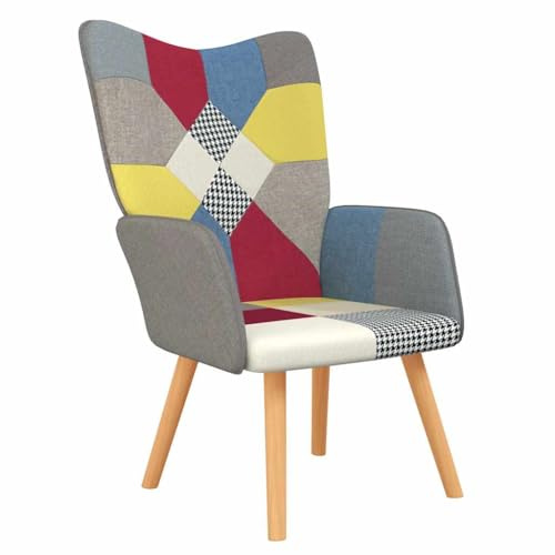 Tomostar Fauteuil Scandinave Patchwork, Fauteuil de Salon Chaise Coiffeuse Patchwork Tissu