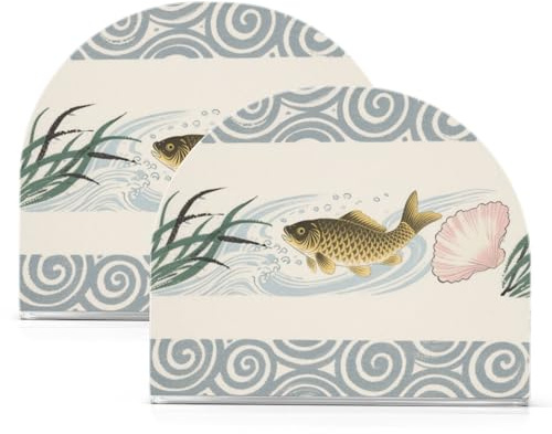 Japanische Fisch-Serviettenhalter aus Acryl für Tisch, Küche, freistehende Serviettenhalter, Heimdekoration, für Badezimmer, Restaurant, 2 Stück