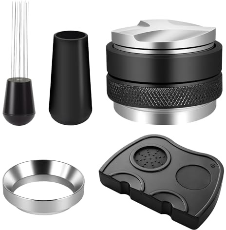 Kit Barista 51mm con Tamper 51mm, Pressino Caffè 51mm, Anello Dosatore, Tool WDT 12 Aghi, Dosatore Caffè per Moka, Distributore Caffè e Tappetino Macchina Caffè in Silicone, Set Accessori Portafiltro