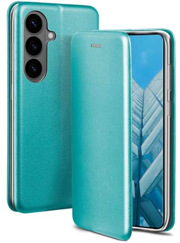 ONEFLOW Business Case für Samsung Galaxy S26 Handyhülle klappbar mit Standfunktion, Klapphülle Flipcase Cover Dünn, PU Leder Hülle mit Kartenfach, 360 Grad Schutzhülle, Mint Blau