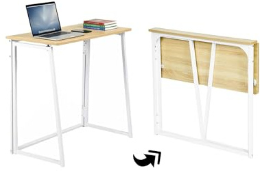Ginhow Klappbarer Schreibtisch 80x40x74cm Computertisch Klappbar Kleiner PC Tisch Klapptisch Klein für Büro Wohnzimmer Schlafzimmer Moderner Klappschreibtisch Study Table