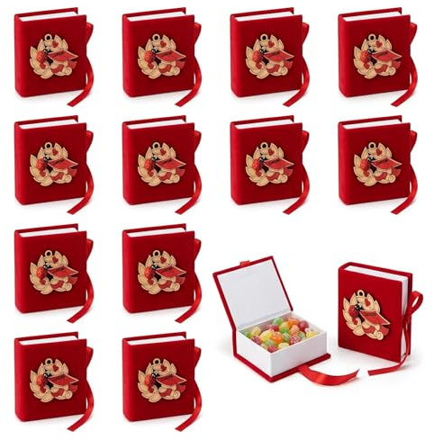 Dorunova Scatoline Portaconfetti Bomboniere Laurea Scatole Scatola Scatolina Porta per Confetti Laureas (Rosso, Coccinella, 12 Pezzi)
