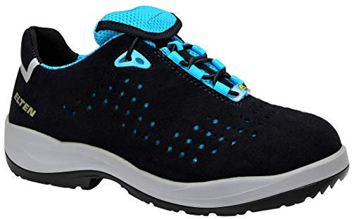 ELTEN Sicherheitsschuhe IMPULSE Lady aqua Low ESD S1P, Damen, Textil, Stahlkappe, leicht, sportlich, Schwarz/Türkis, Größe: 39