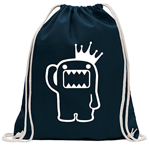 Kiwistar - Turnbeutel - dunkelblau - Domo Kun mit Krone - Fun Rucksack Sport Beutel Gymsack Baumwolle mit Ziehgurt