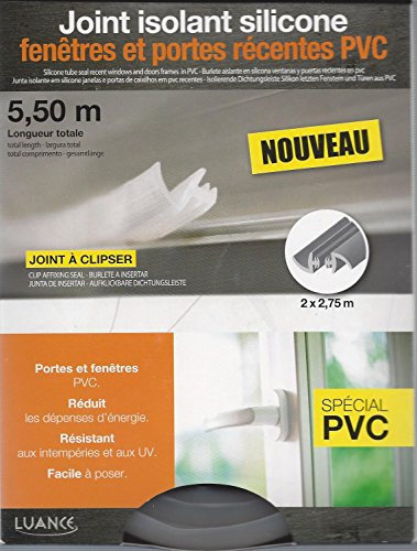 2 Joints d'Isolation Pour Fenêtres et Portes PVC, Joint Isolant Adhésif en Silicone Transparent (2 x 2,75 m)