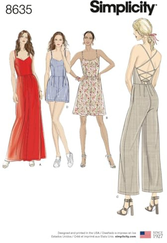 Simplicity Women’s Dress, Jumpsuit and Romper Sewing Pattern, Paper, White, 14/16/18/20/22