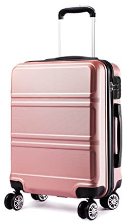Kono Juego Maletas de Viaje Rígida ABS 3 Piezas Trolley Maleta Equipaje de Mano con 4 Ruedas y Cerradura de Combinación TSA 52/65/75cm (Cabina/Mediana/Grande, Rosa Oro)