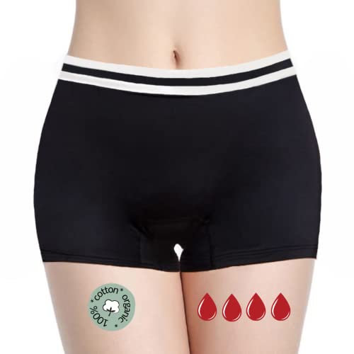 NoBlood Mutande Assorbenti Mestruali per Ciclo Abbondante | 12 Anni / 4XL | Lavabili | Cotone | Ecologica | Slip per Ciclo Mestruale |Donna Intimo Protettive | Ragazza (Neo, Nero, XL)