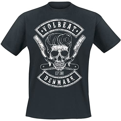Volbeat Denmark Skull Männer T-Shirt schwarz L 100% Baumwolle Band-Merch, Bands, Nachhaltigkeit