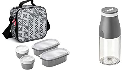 Tatay Urban Food Casual Bolsa Térmica Porta Alimentos, 3 L de Capacidad, Color Barcelona + Botella Urban Drink de 400ml, Hermética, de Tritán, Libre de BPA, Resistente a Rotura, Color Gris