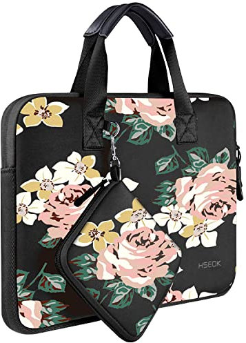 HSEOK 12.9 13 inch Elastic Laptop Case with Small Pouch Compatible with 13 inch MacBook Air M3/M2/M1, Mac Pro M2/M1, iPad 13 12.9, XPS 13 and Most 12.9-13 inch Notebooks Tablets Chromebooks -B02R01