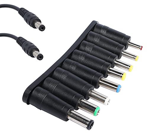 SHANFEILU Laptop DC Power Adapter 8-in-1 Universal DC Plug 5.5mm x 2.1mm Female to Male Adapter Connector with DC 5.5 x2.1mm Black Tuning Fork Cable 22cm/8.67inch