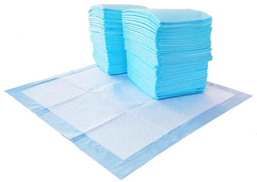 Amazon Basics Tappetini profumati e Impermeabili a 5 Strati per la pipì dei Cani, 56 x 56 cm, Confezione da 150, Blu, Bianco