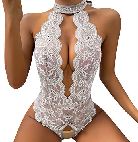 Générique Nuisette Sensuelle Femme Coquin Lingerie Tanga Manche Courte Sport Hot Sous-VêTement Body Combinaison 081204-1236 Blanc M