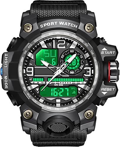 findtime Militär Große Armbanduhr Herren Uhren Analog Digitaluhr 5 ATM wasserdichte Outdoor Taktische Sportuhr mit Wecker Datum 12/24H LED Stoppuhr für Männer Jungen Silikonband