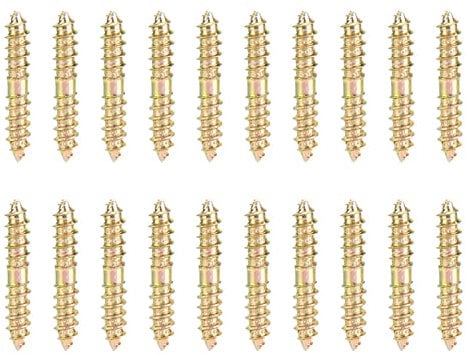 20Pcs Dowel Screw Woodworking Furniture Connector Double Ended Screw Self Tapping Threaded Bolts Woodworking Furniture Connector 5 * 30mm for Making Joints Between Two Pieces of Wood