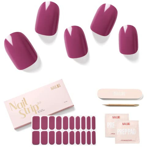 Nailog UV Gel Nagelfolie - Nagelfolie uv härtend 20 Stück - Vegan langanhaltend - Nagelsticker selbstklebend Gel Strips für Maniküre in Salonqualität,Crush