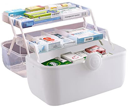 Uotyle Medicine Storage Box 3-Layers Medicine Box With Protable Handle Household Medicine Container For Medicine Storage(White)