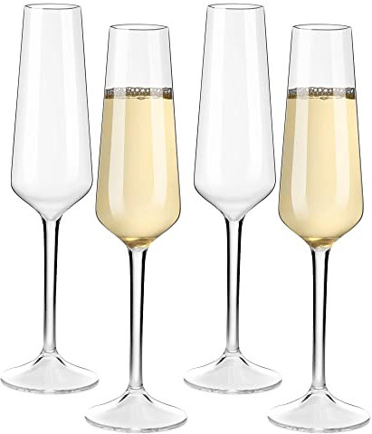 COOKY.D réutilisable Tritan-Plastic champagne flûtes incassable lave-vaisselle en plastique coffre-fort verrerie fête d'anniversaire de mariage Gift-224ML / 7.8oz, set de 4