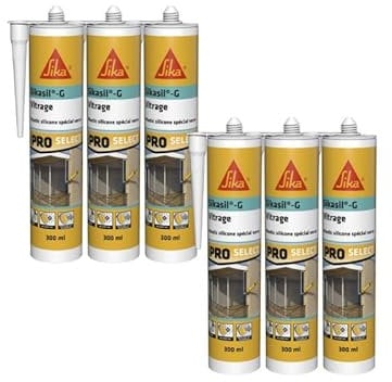 Set von 6 elastischen Silikon-Dichtstoffen - SIKA Sikasil G - Transparent - 300ml