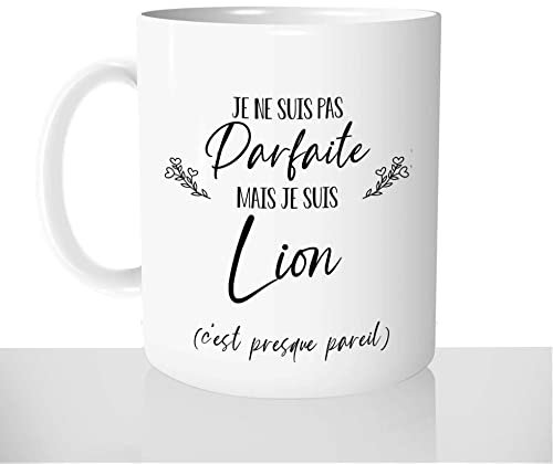 Mug-Cadeau Je Ne Suis Pas Parfaite Je Suis Lion - Tasse Idée Cadeau Original Femme Signe Astrologique Noël Anniversaire