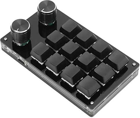 Sonew Clavier Mécanique Programmable à une Main, Clavier Programmable Bricolage Multifonction à 12 Touches pour Jeux, Musique, Médias, Contrôle Industriel (Noir)